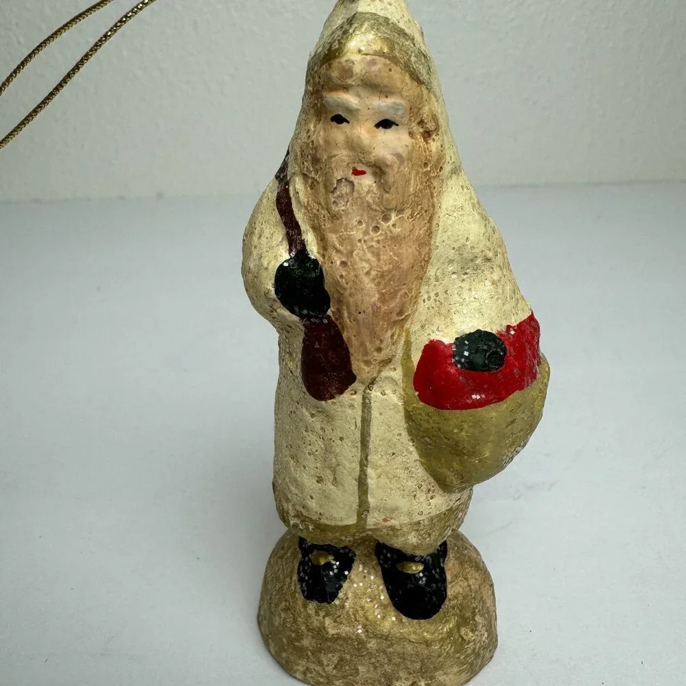 Teena Flanner Santa Ornament With Apple Basket Primitive Midwest of Cannon Falls
